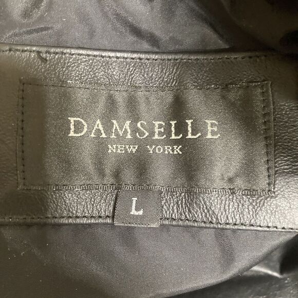 NWOT Damselle L Black Soft Leather Long Trench Coat Duster Flared Swing Womans - Picture 12 of 14